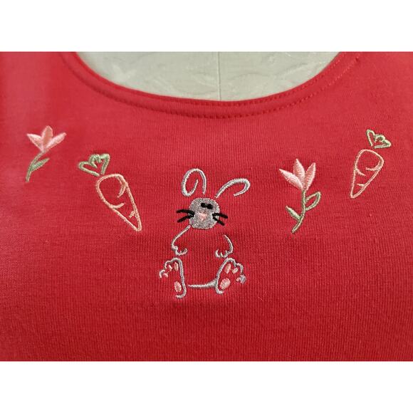 Vtg Christopher & Banks Embroidered Bunny Rabbit Maxi Jumper Dress Size M Pink - Picture 7 of 13
